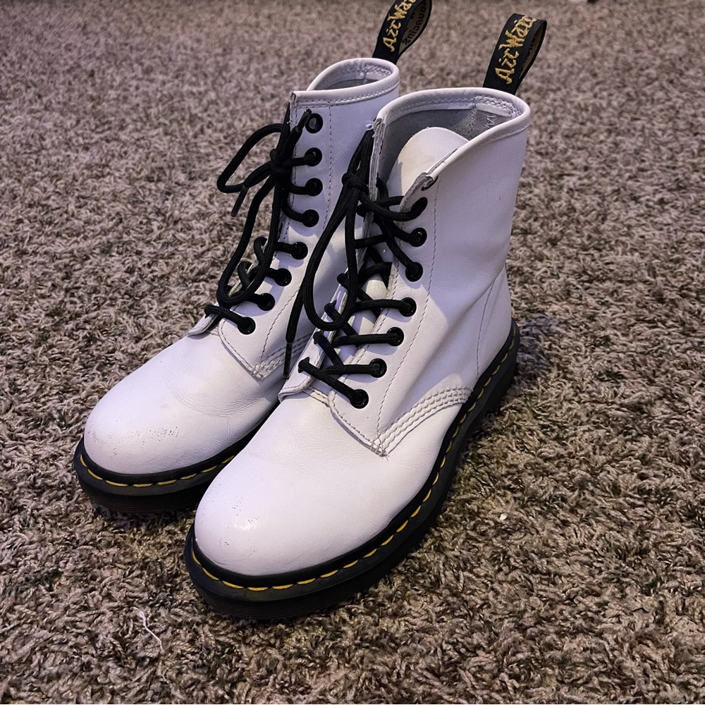 White lace up Dr Martens